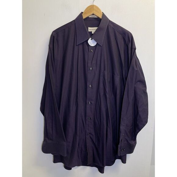 Pronto Uomo Men's XL 17‎ 32/33 80's 2-Ply Non-Iron Button Up Dress Shirt Purple - Picture 1 of 7